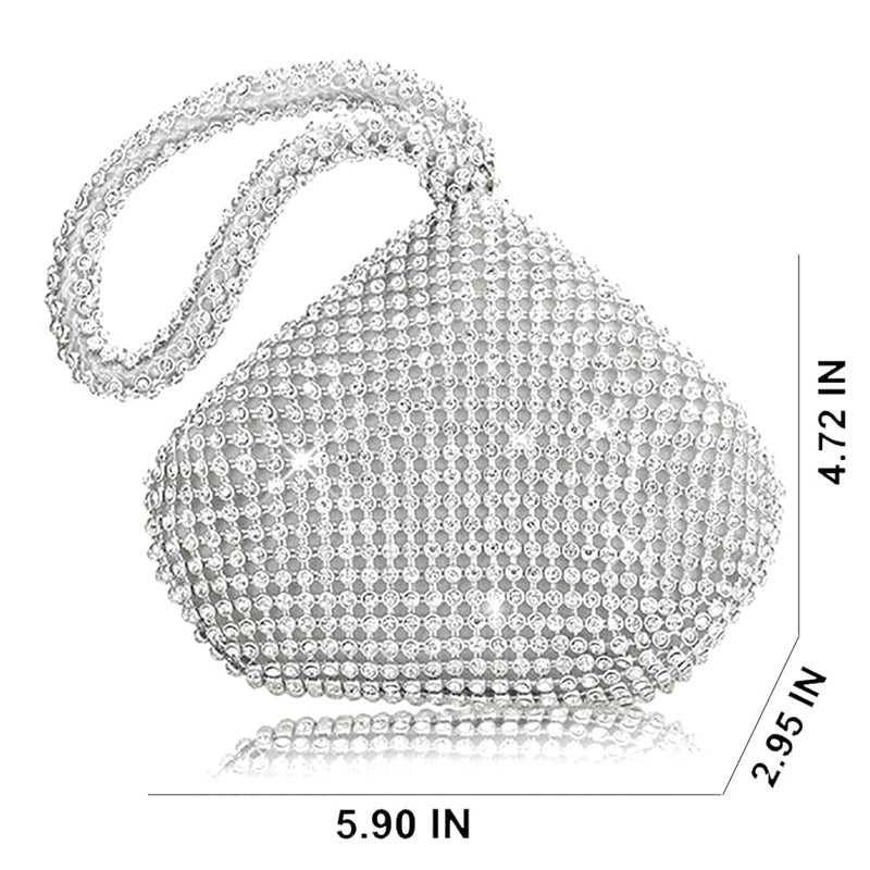 VISTATROY Women's Evening Bag Sparkly Rhinestone Triangle Designer Chain Clutch Purse for Party Prom Wedding (A Silver) - Image 3